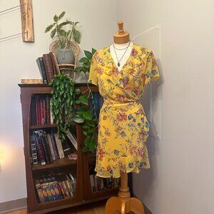 Yellow Chiffon Floral Dress